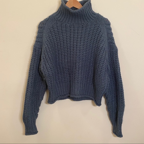 H&M Knit Sweater Teal Blue Turtleneck - Picture 2 of 14